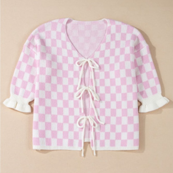 Macie checkered bow cardigan - Picture 3 of 7